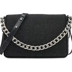 NEW DKNY Desiree Crystal Small Flap Black Crossbody Bag